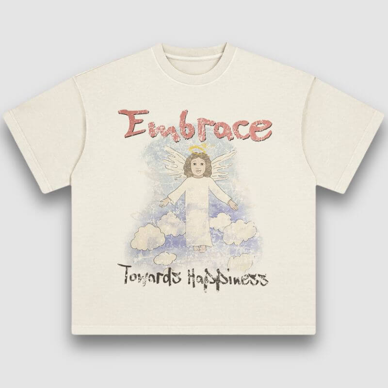 Camiseta con estampado de ángel lavado