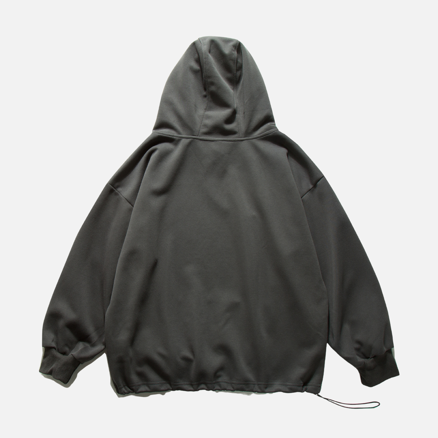 Solid Half-Zip Drawstring Hoodie