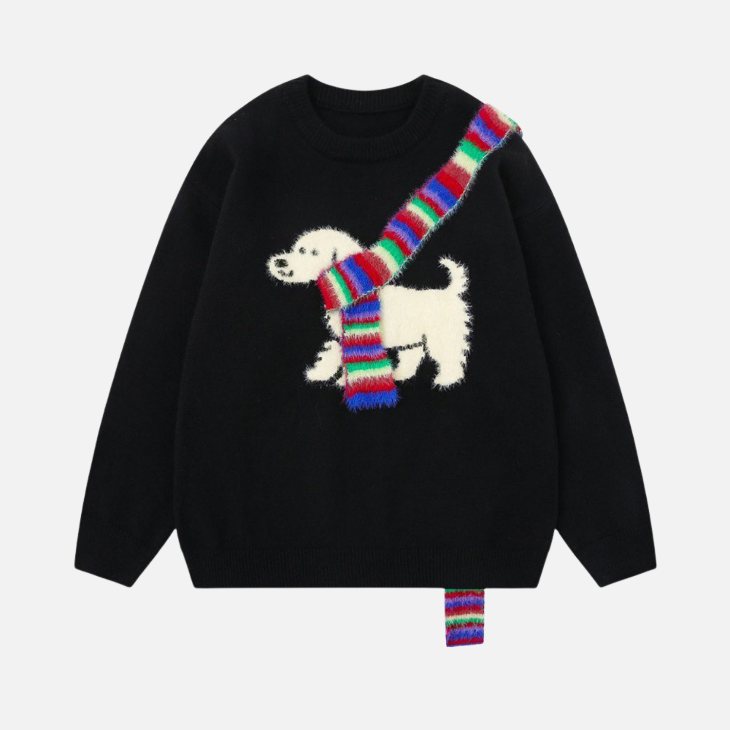 Pullover mit Farbblock-Stickerei und Hund