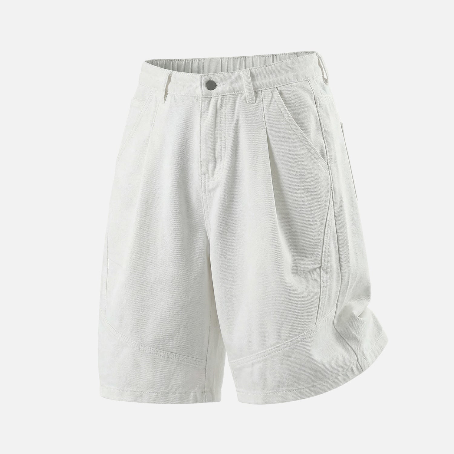 Vintage Washed Pleated Denim Shorts