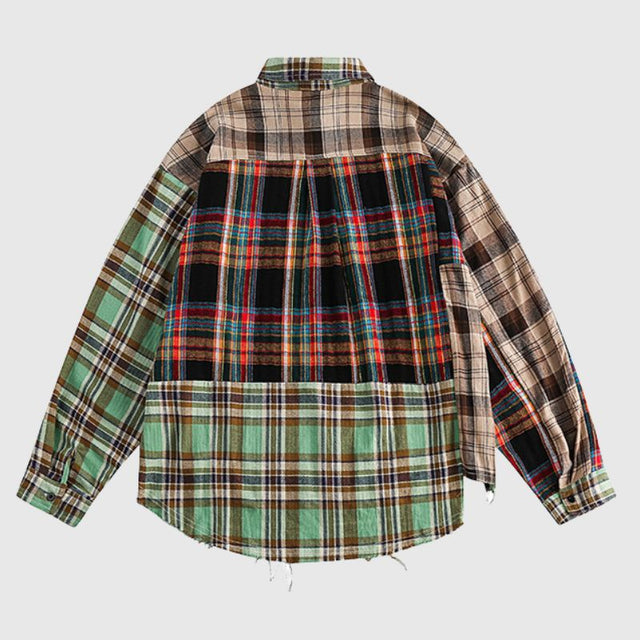 Camisa de patchwork a cuadros irregulares