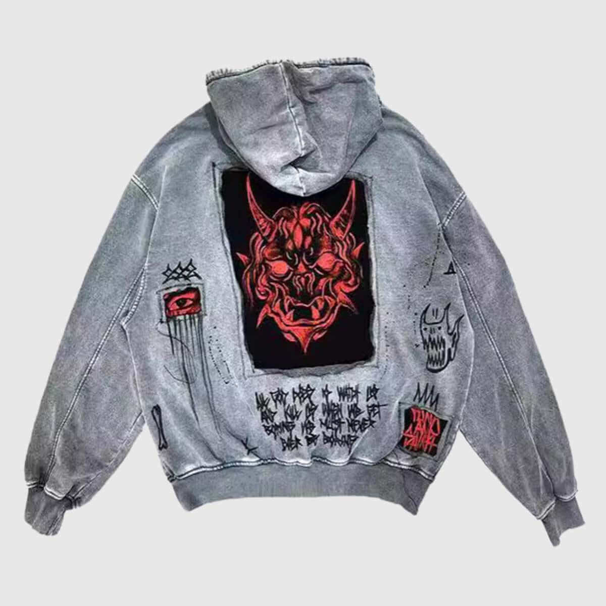 Sudadera con capucha de patchwork del diablo