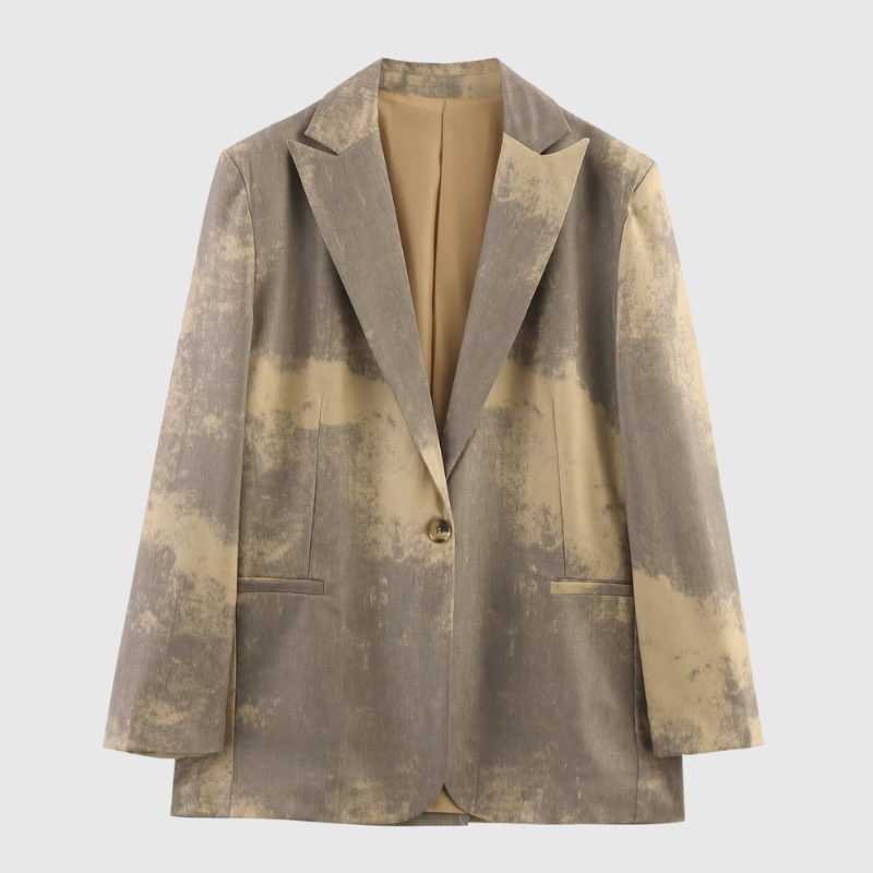 Vintage Printed Single-Button Blazer