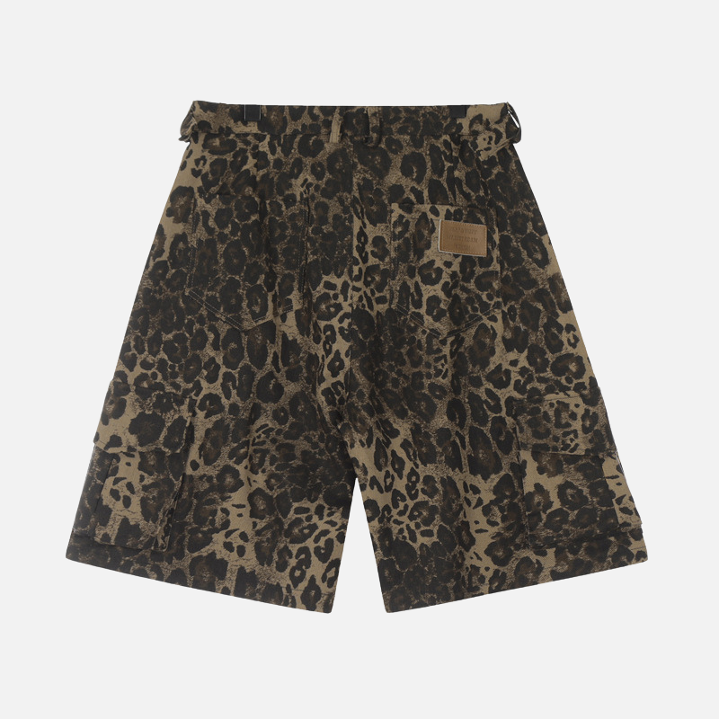 Leopard Print Cargo Shorts