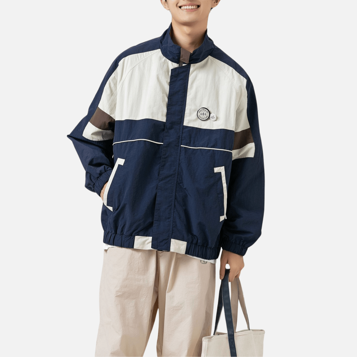 Colorblock Stand Collar Jacket
