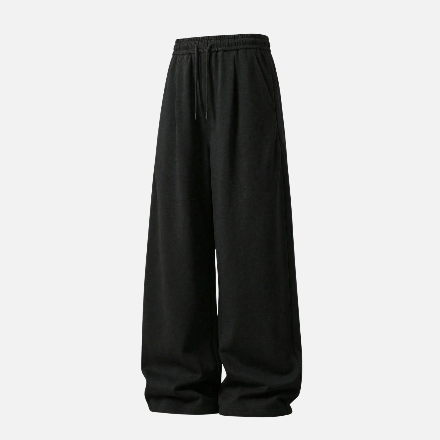 Pleated-Side Straight Baggy Pants