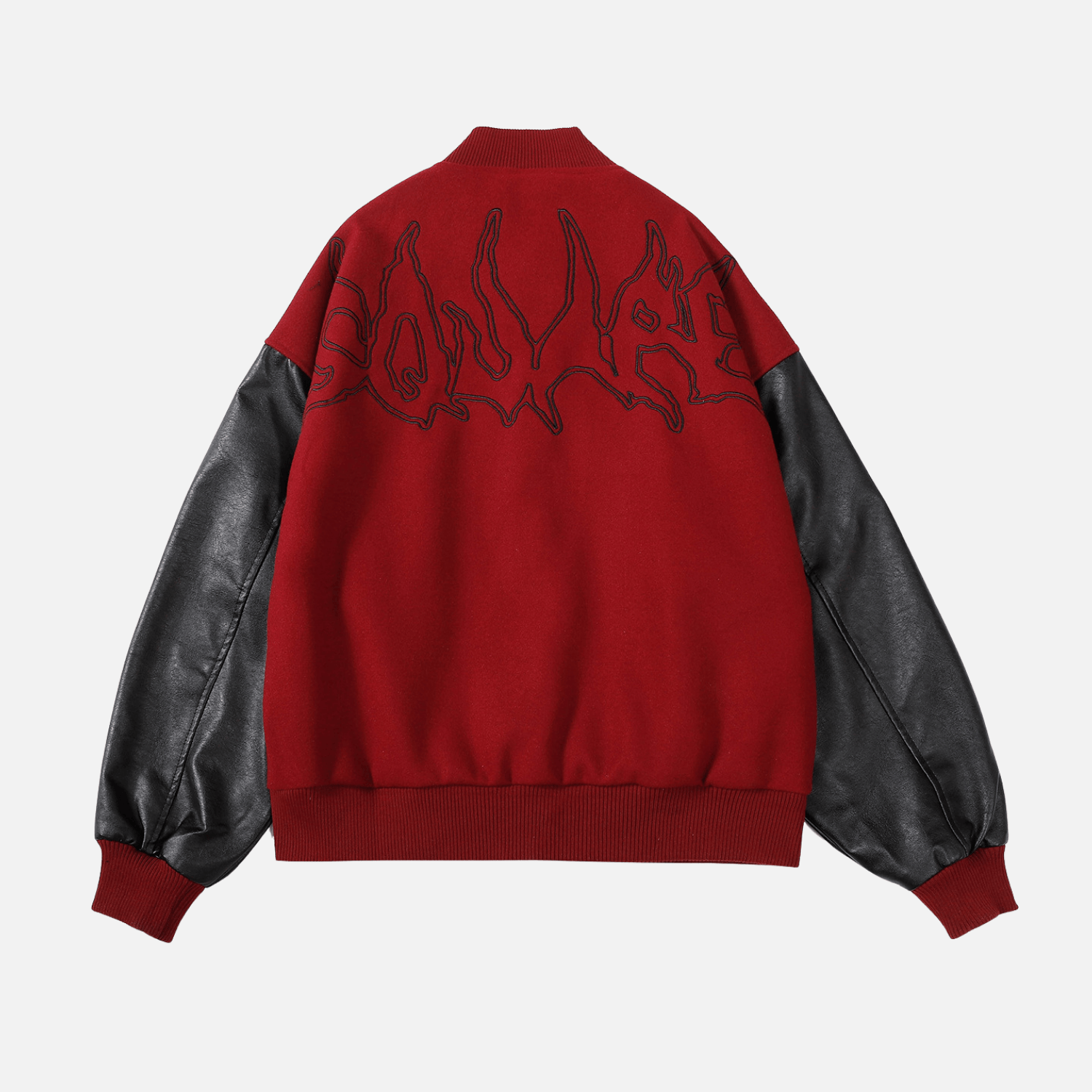 Chaqueta de béisbol de cuero sintético con bordado de símbolos