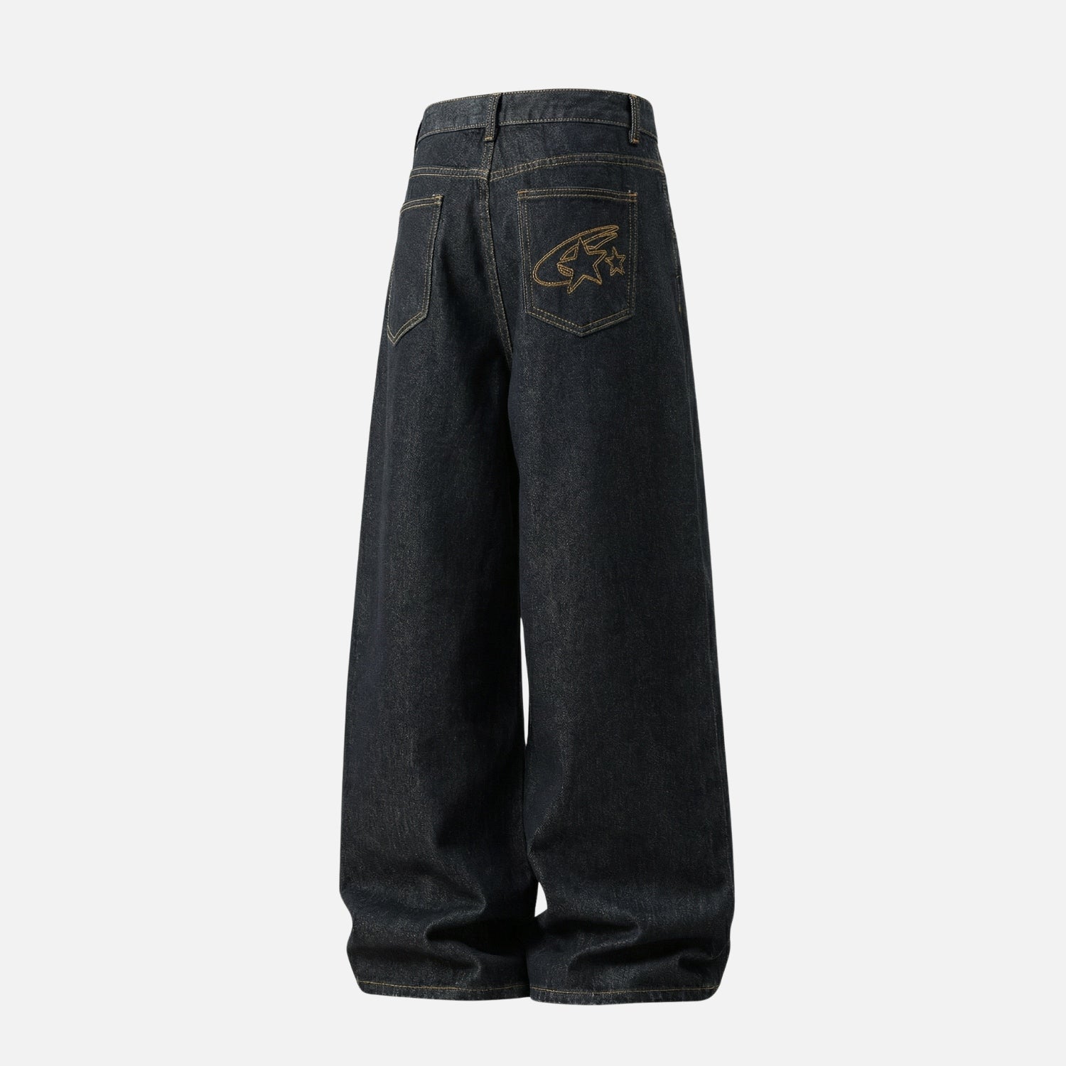 Vintage Contrast-Stitch Straight Jeans