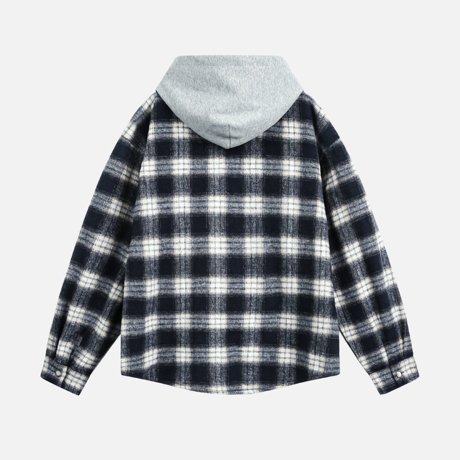 Colorblock-Hoodie mit gebürstetem Karomuster 