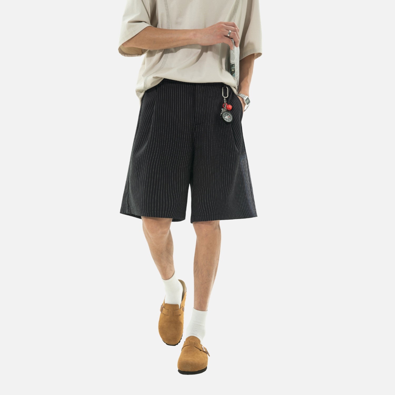 Vintage Striped Tailored Shorts