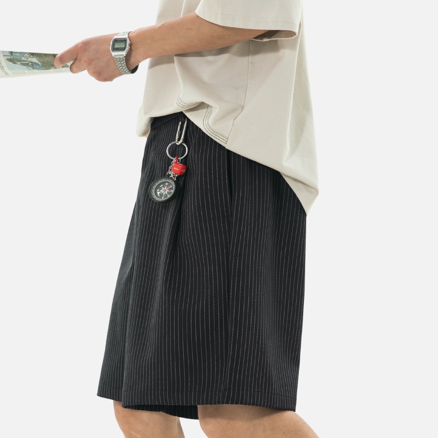 Vintage Striped Tailored Shorts