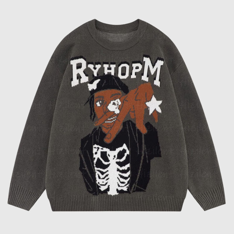 Strickpullover mit Cartoon-Muster