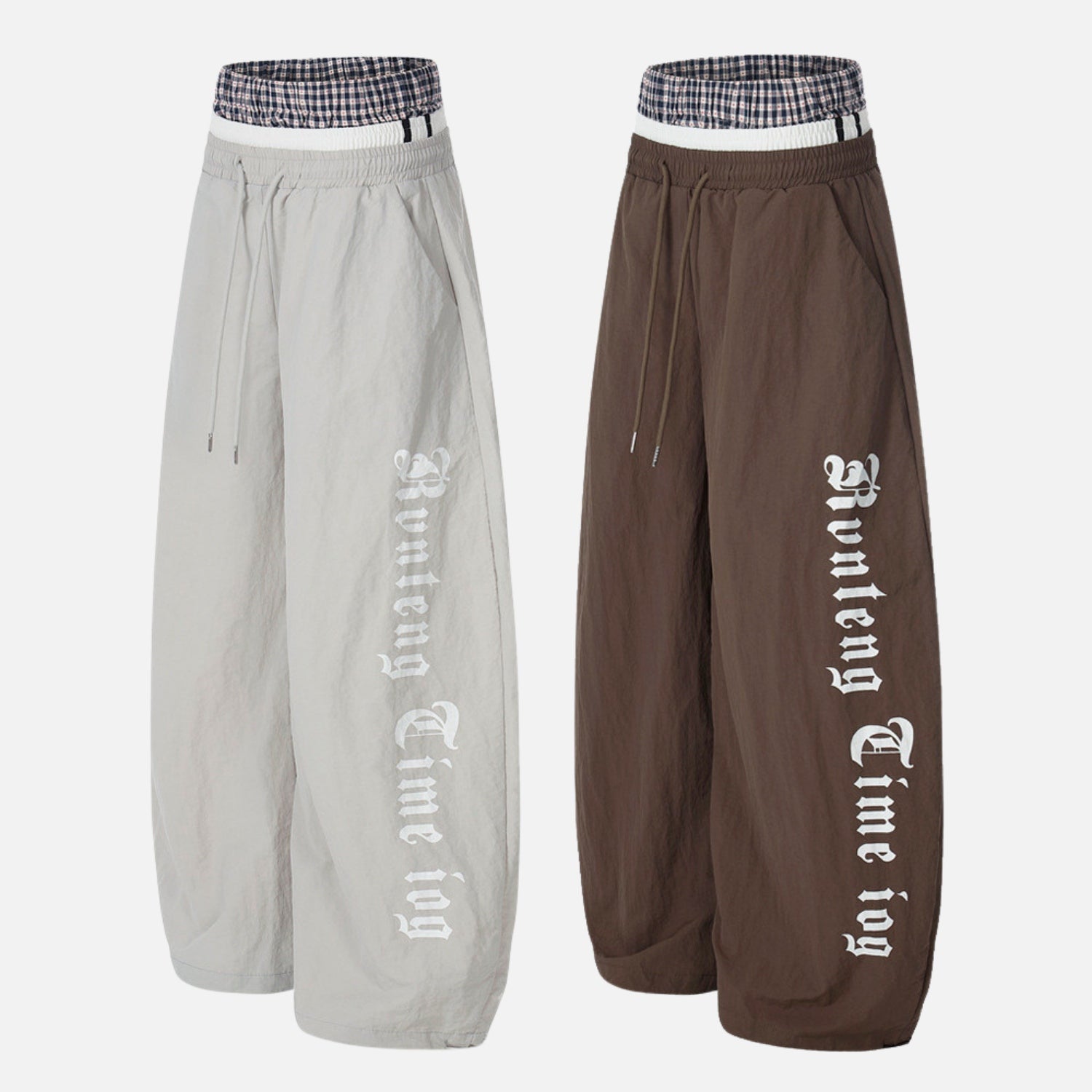 Pantalones de doble cintura con efecto de doble capa