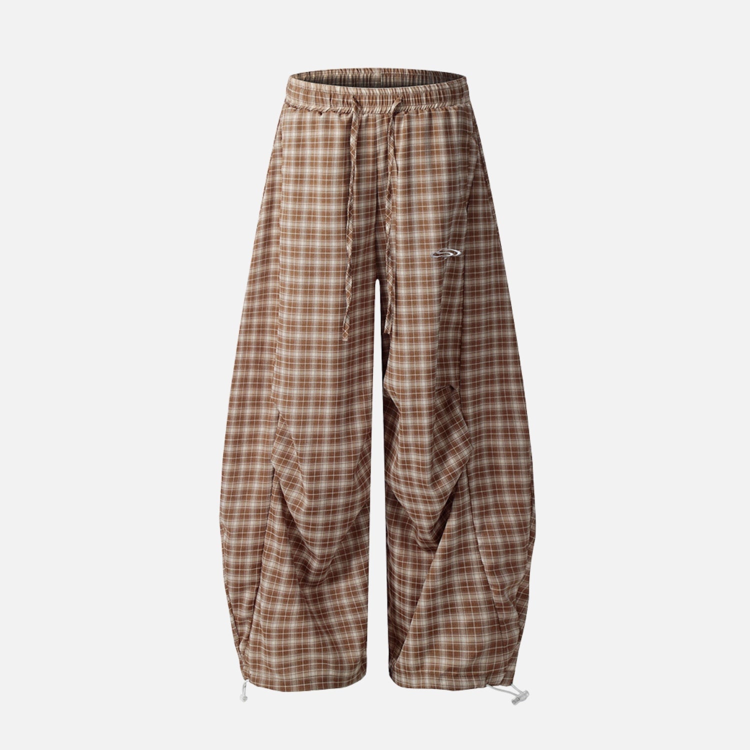 Plaid Slouchy Slant Baggy Pants