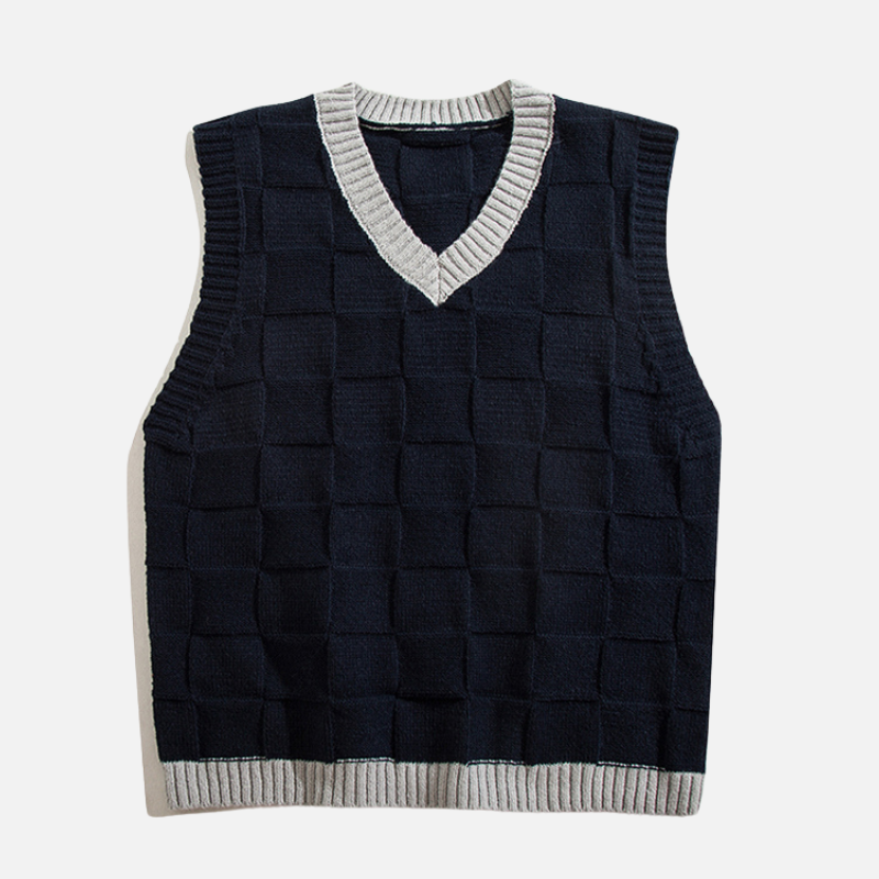 Checkered Knit Vest