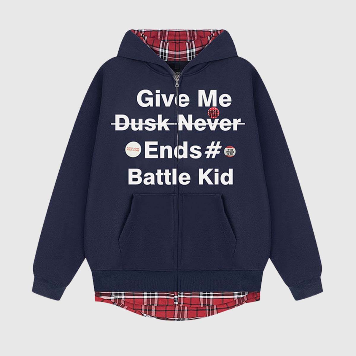 Sudadera con capucha a cuadros de dos capas