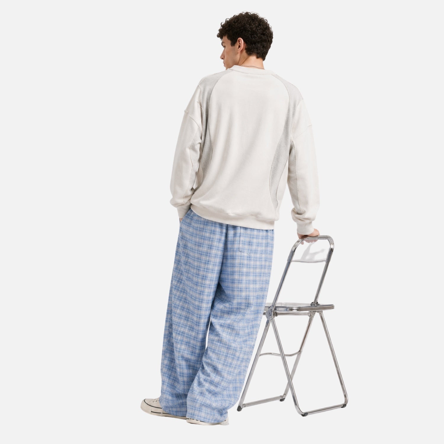 Plaid Slouchy Slant Baggy Pants