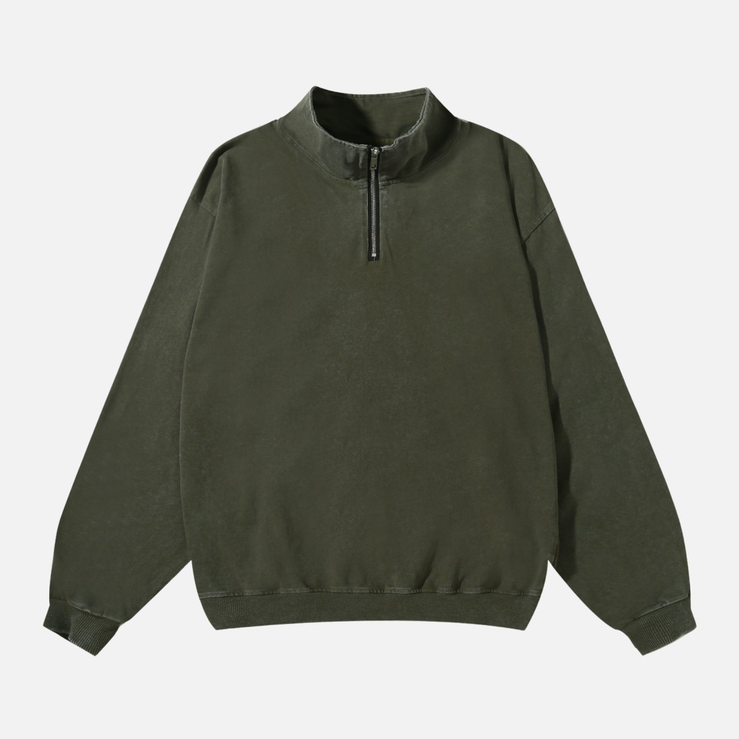 Washed Stand Collar Half-Zip Sweatshirt