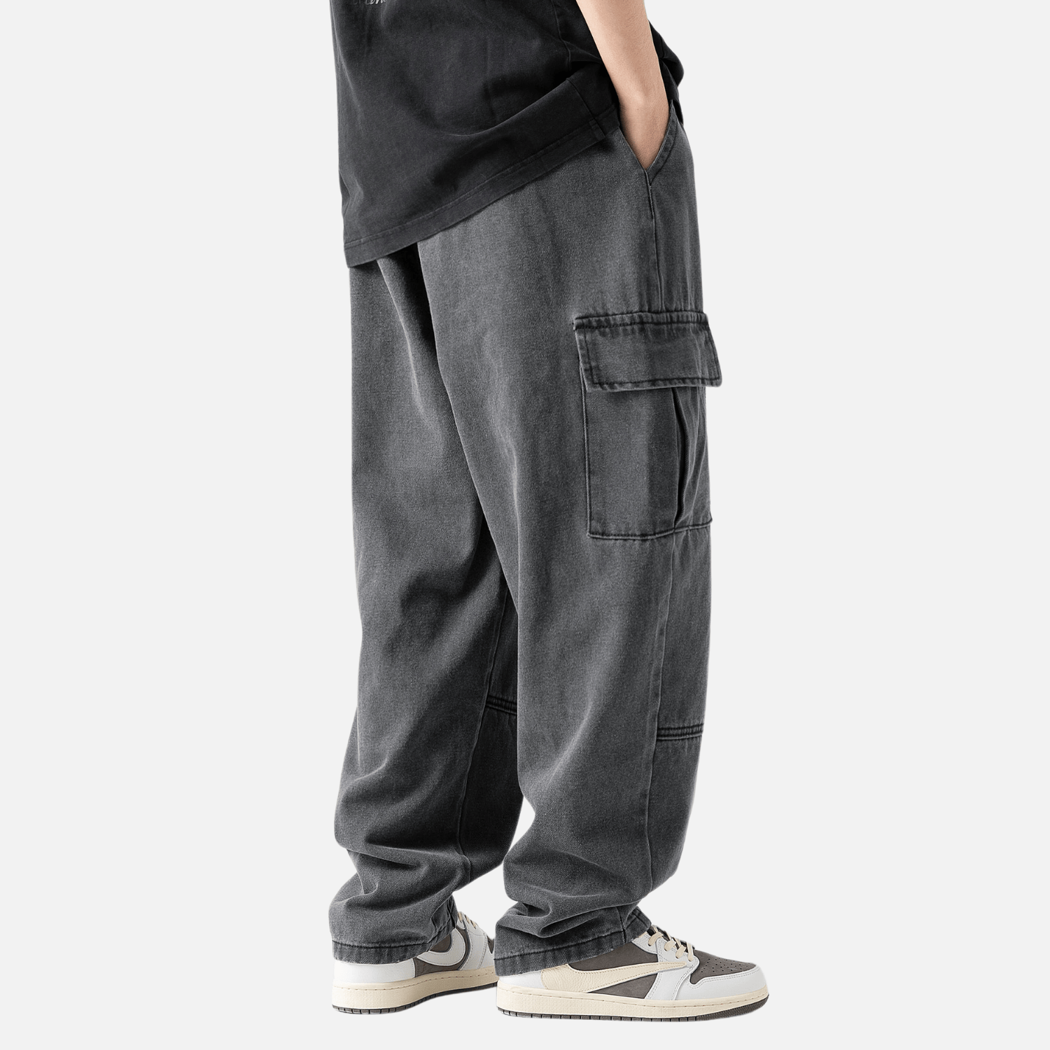 Pocket Patchwork Design Cargo Jeans