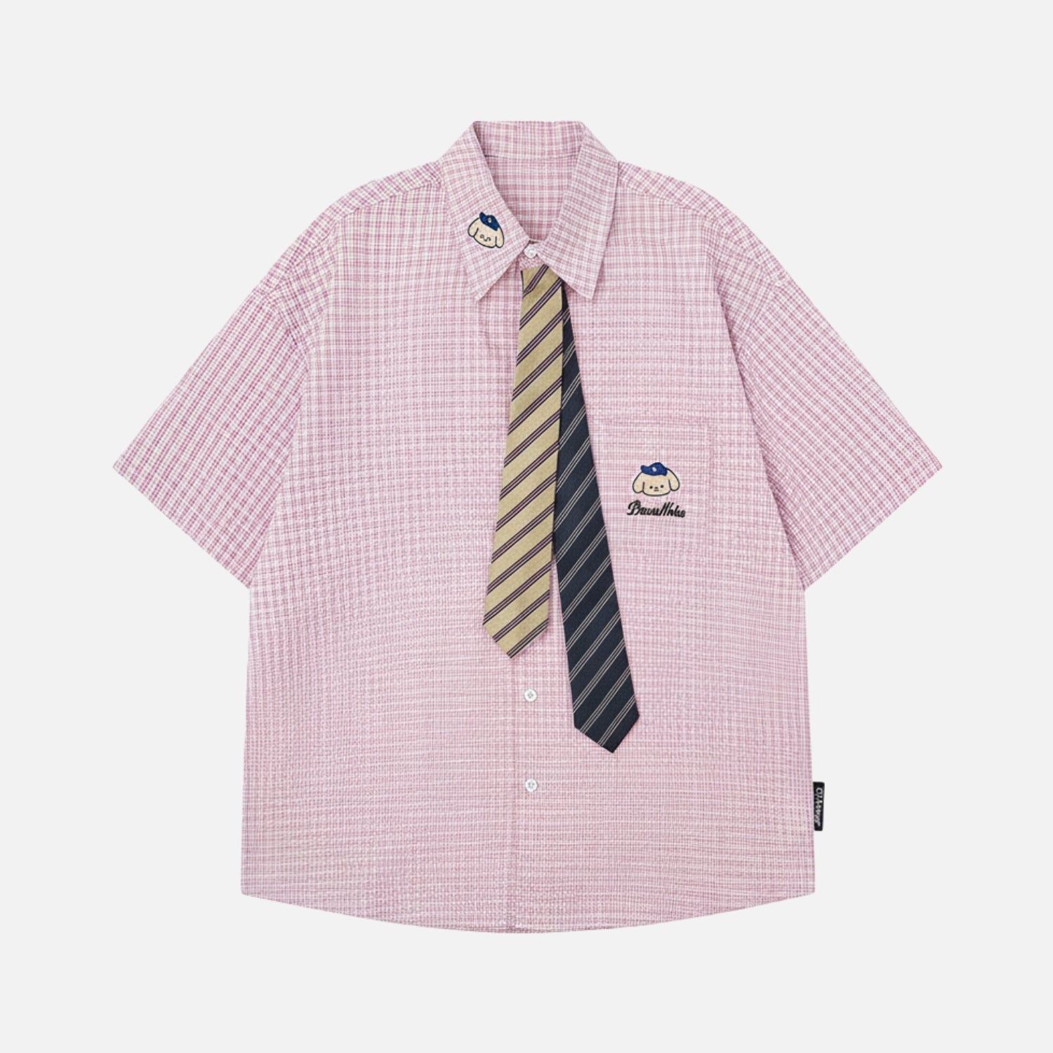 Camisa de manga corta de cuadros estilo preppy