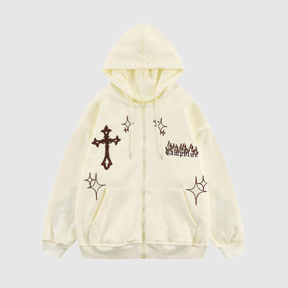 Oversize-Hoodie mit Kreuzstickerei