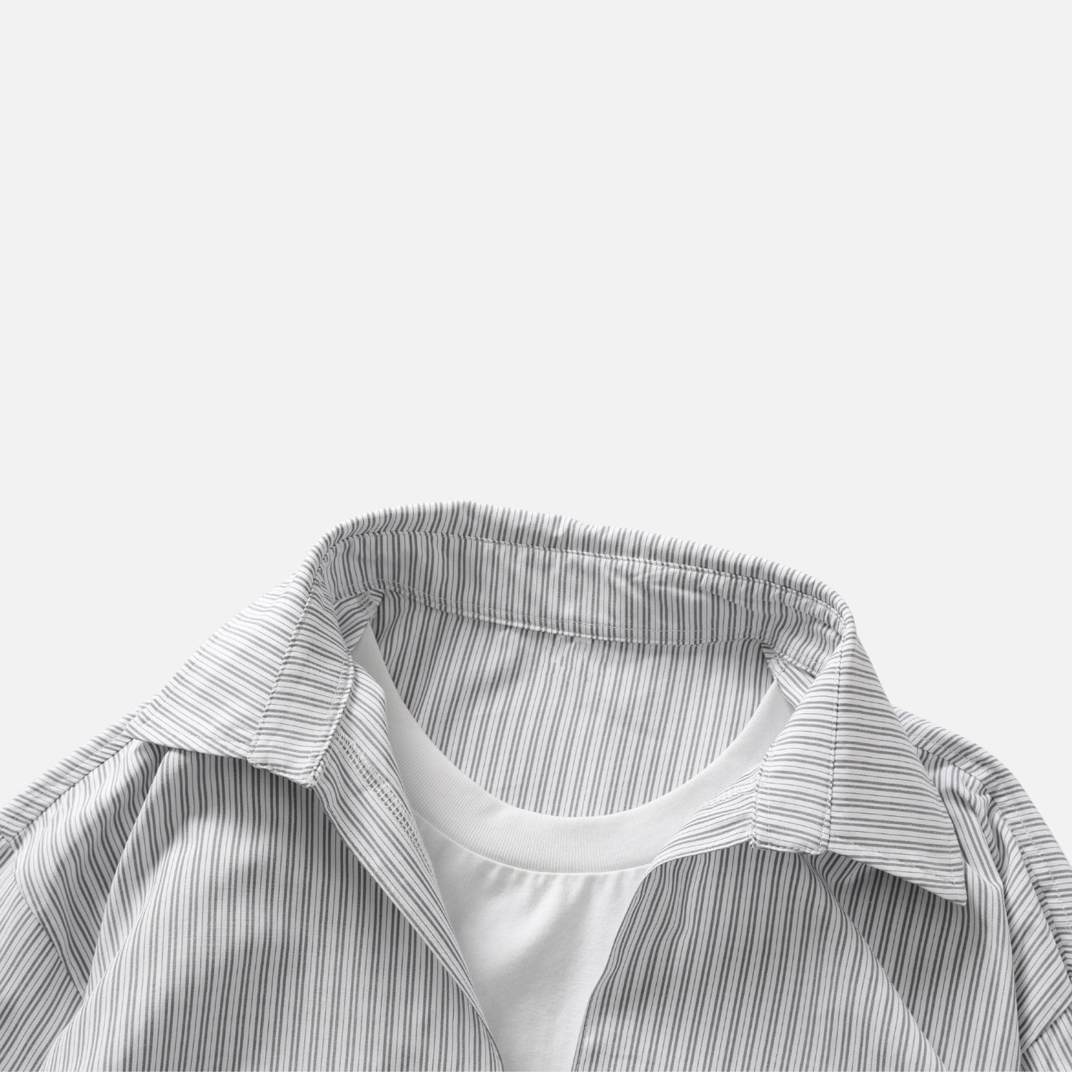 Deep V Faux-Layered Stripe Shirt