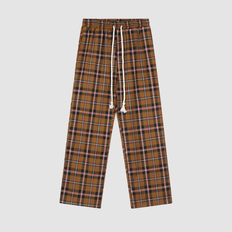 Pantalones casuales a cuadros con cordón