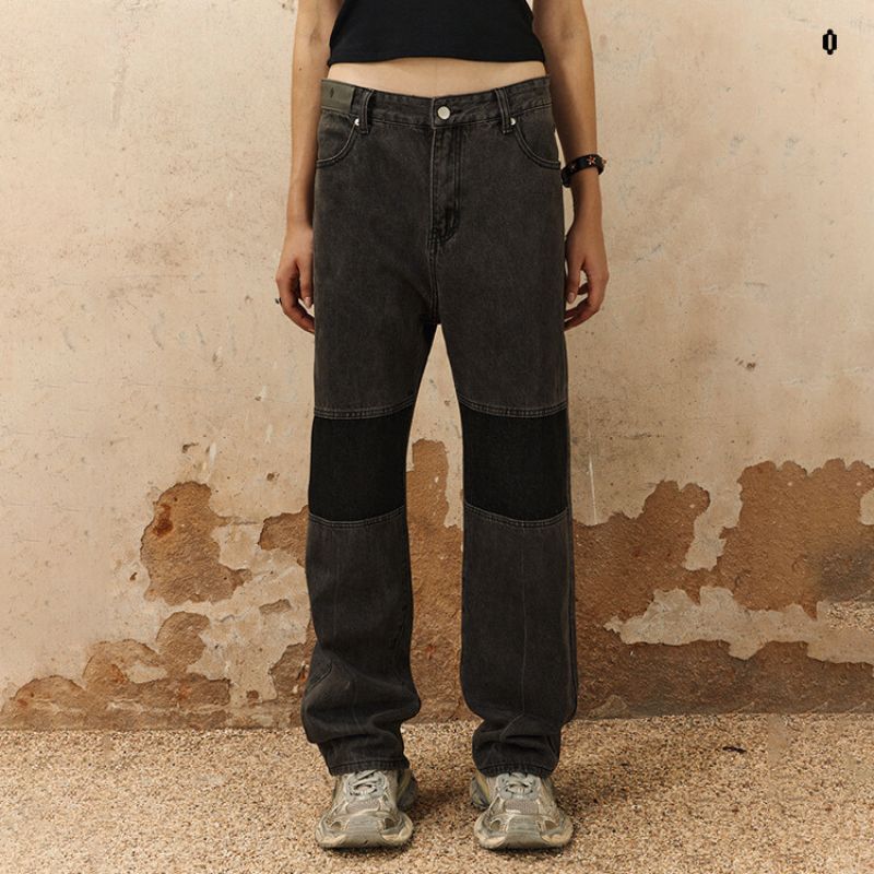 Jeans con diseño de patchwork de colores