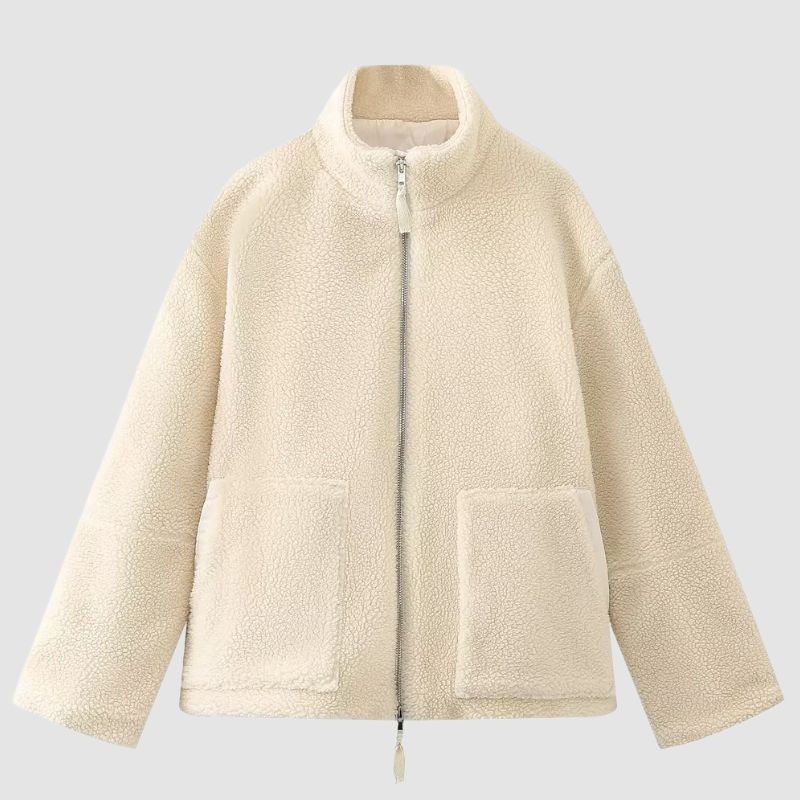 Einfarbige Berber-Fleecejacke