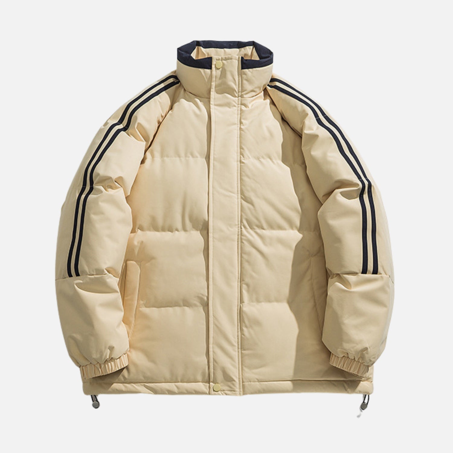 Striped Sleeve Puffer Jacket