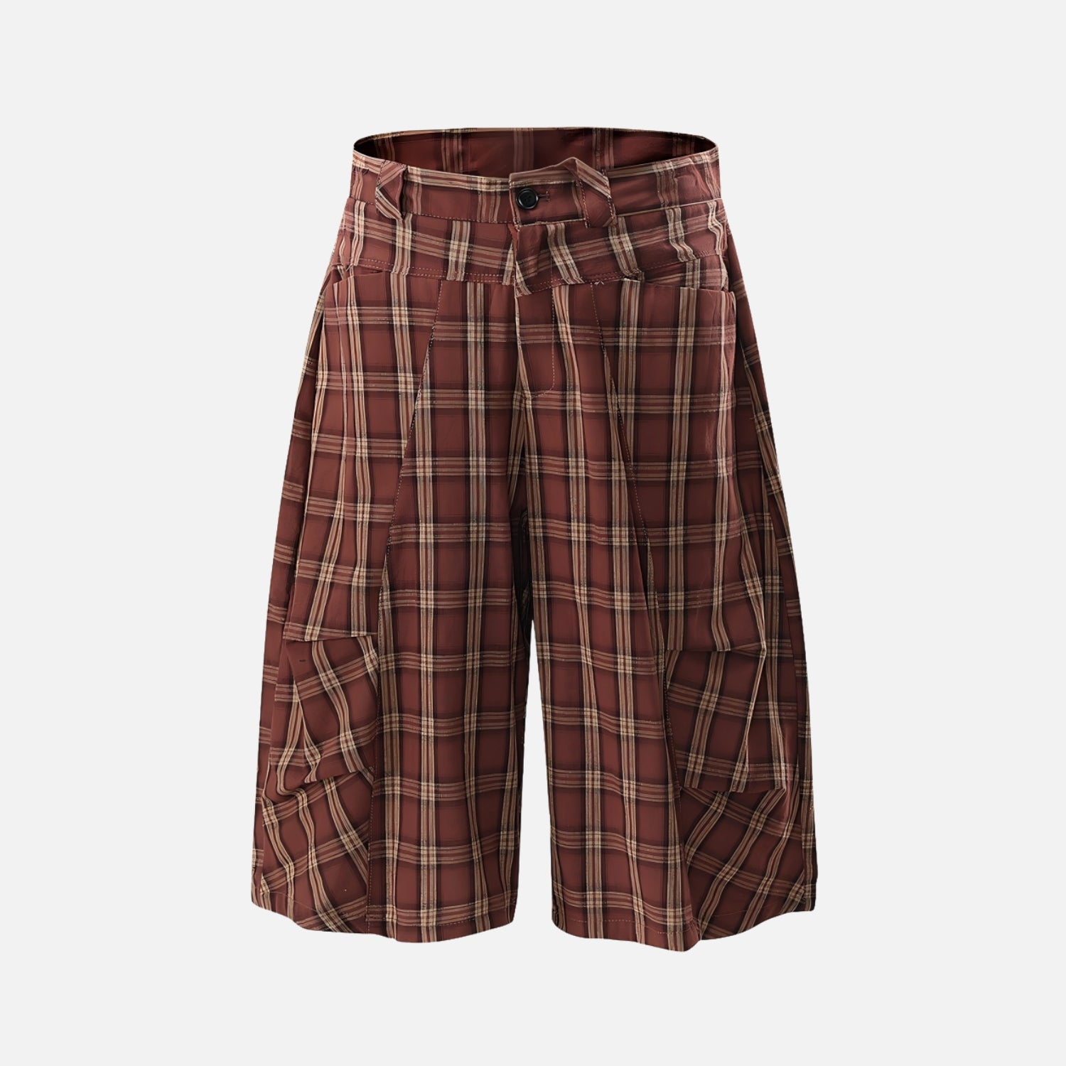 Deconstructed Plaid Cargo Shorts