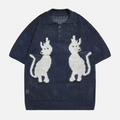 Retro-Katzen-Strickpolo