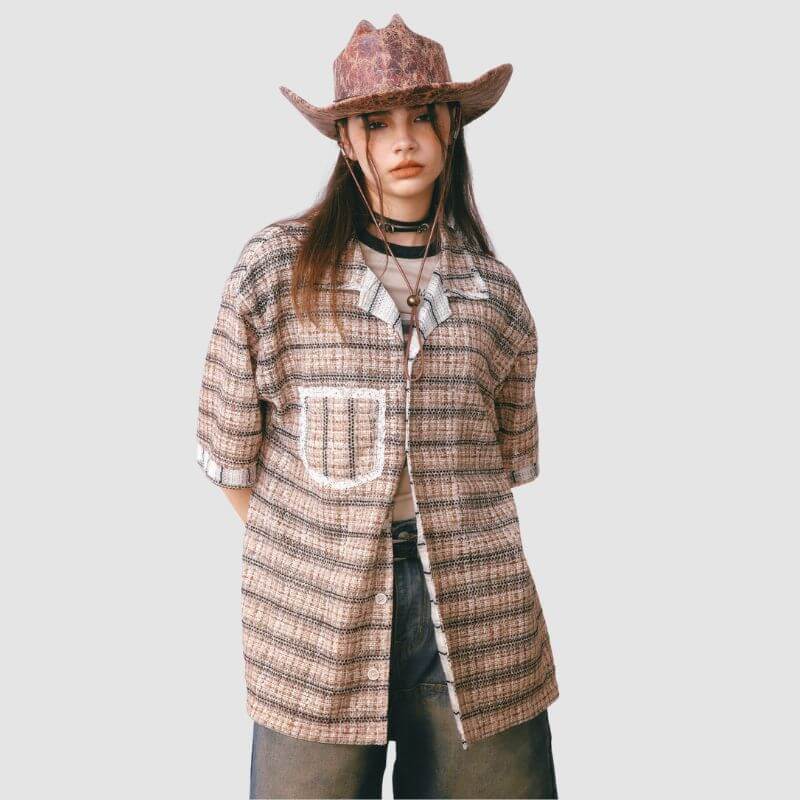 Camisas de rayas con parche de bolsillo
