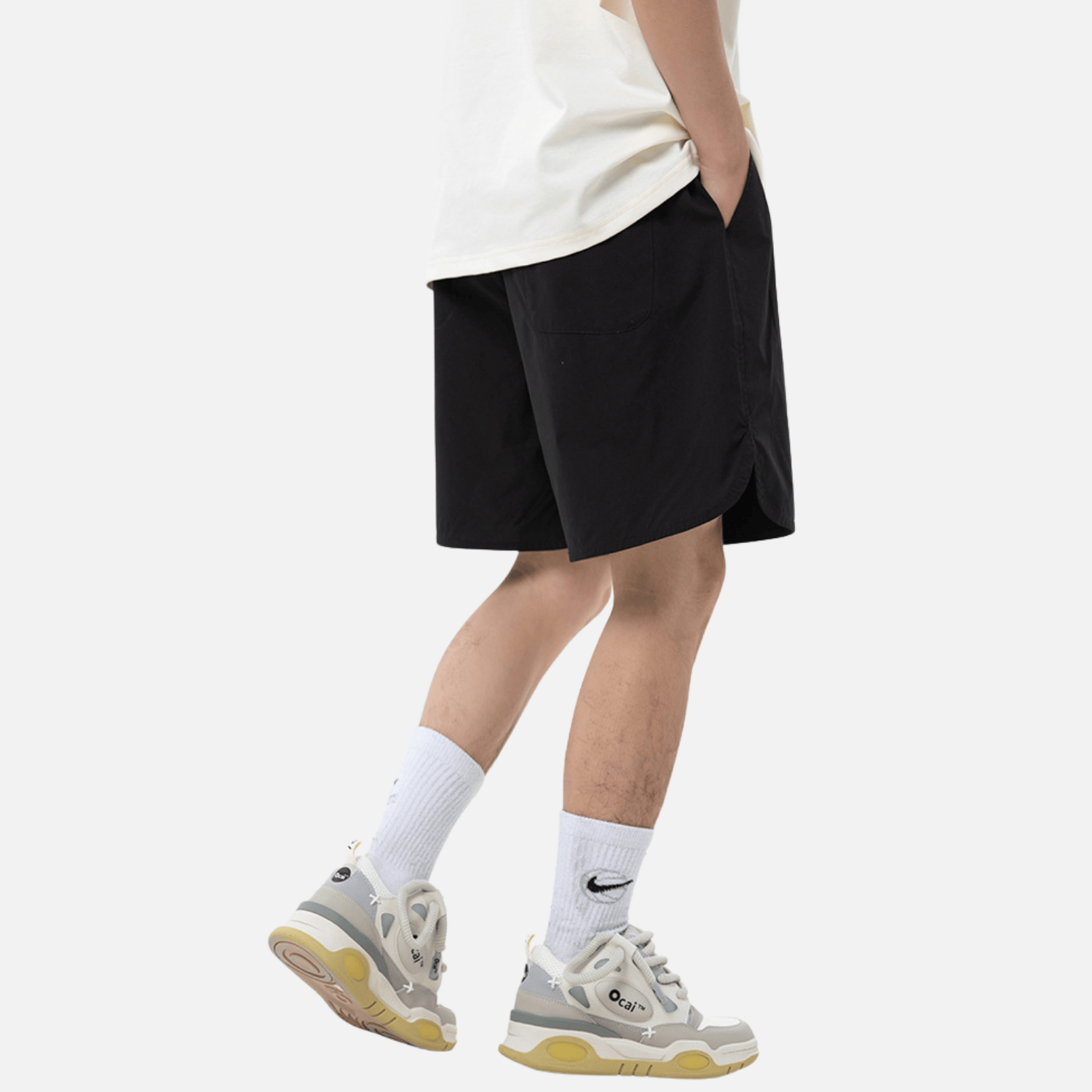 Curved Hem Pocket Shorts
