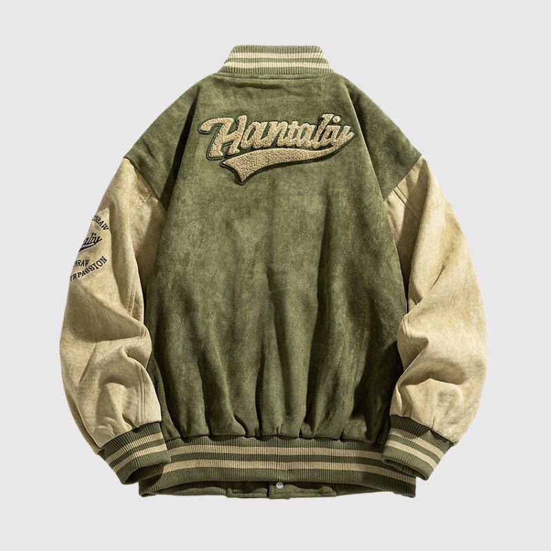 Chaqueta de béisbol de ante bordada estilo urbano