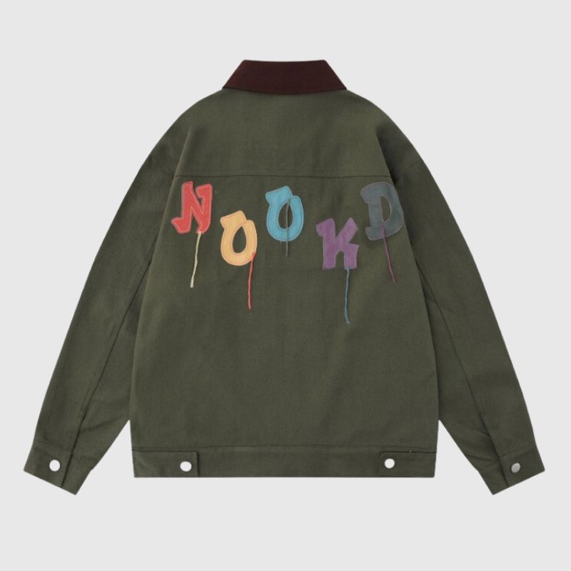 Chaqueta vintage con diseño de dopamina bordada