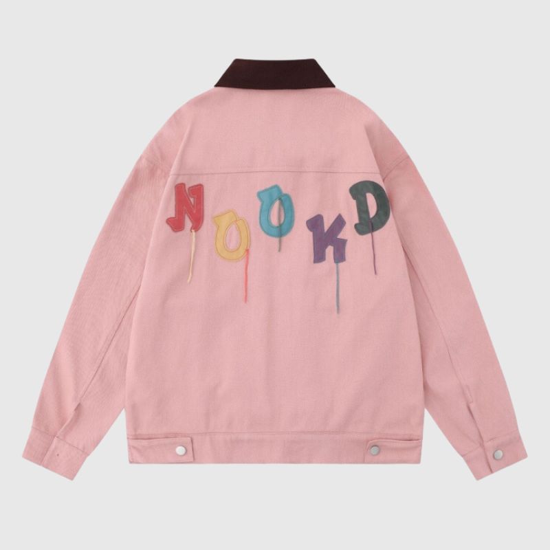 Chaqueta vintage con diseño de dopamina bordada