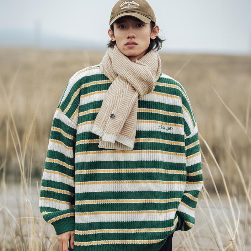 Jersey de punto a rayas con patchwork en tonos atemporales