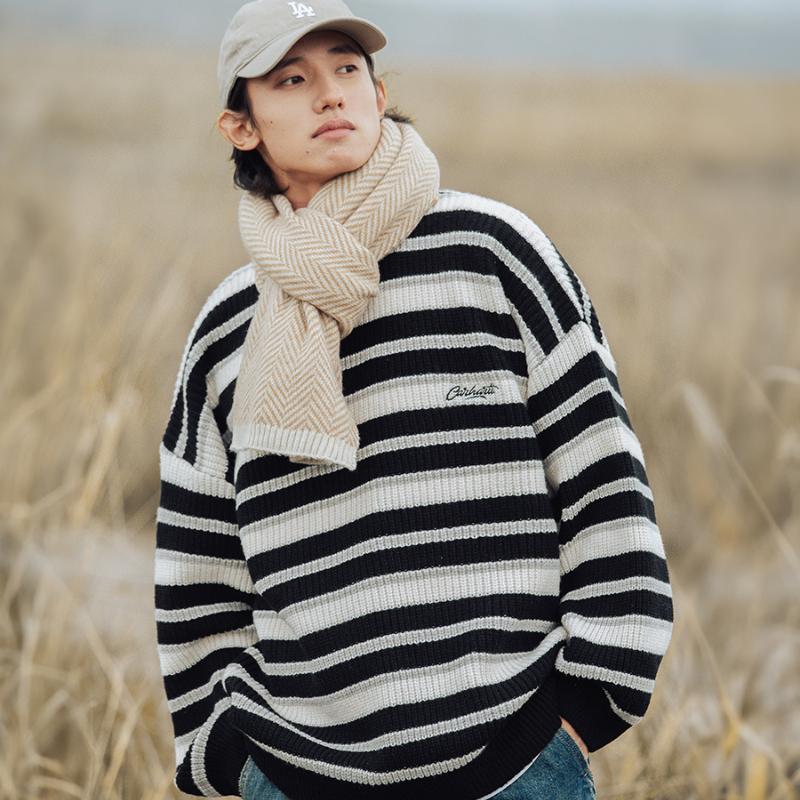 Jersey de punto a rayas con patchwork en tonos atemporales