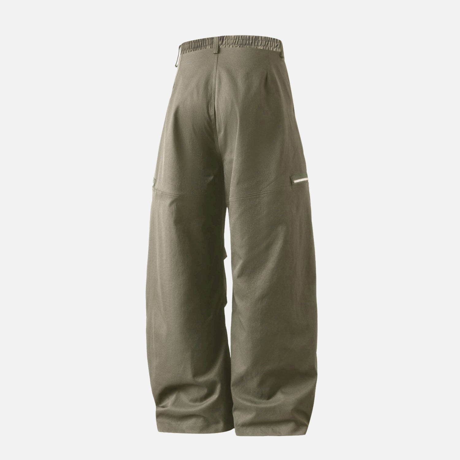 Pleated Slant Cargo Baggy Pants