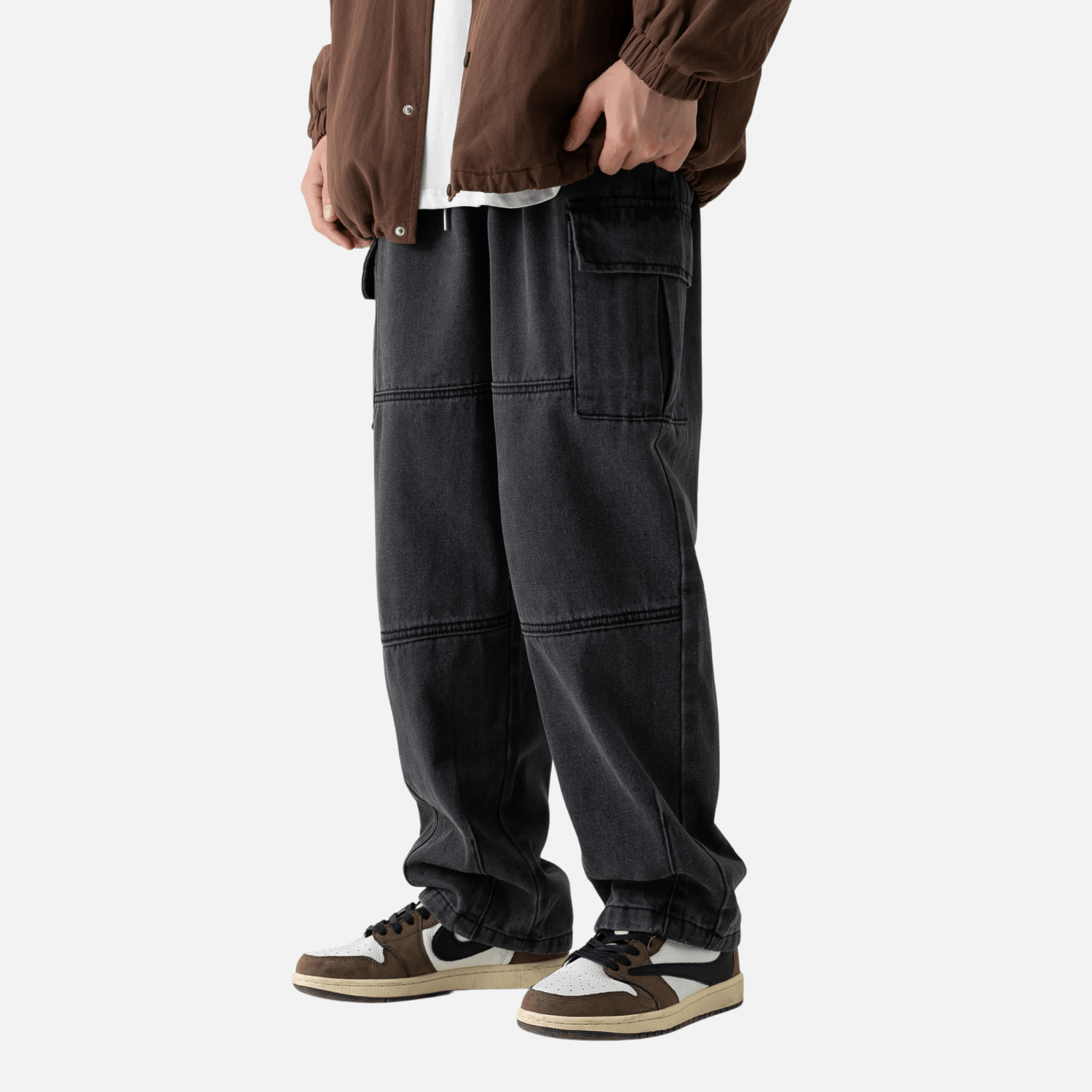 Pocket Patchwork Design Cargo Jeans