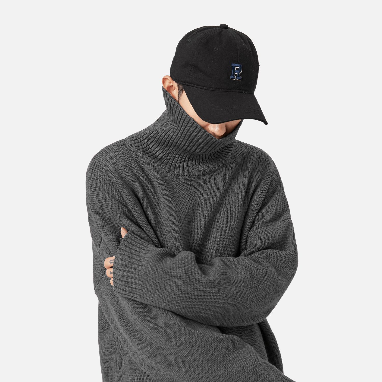 Grobstrickpullover mit Rollkragen