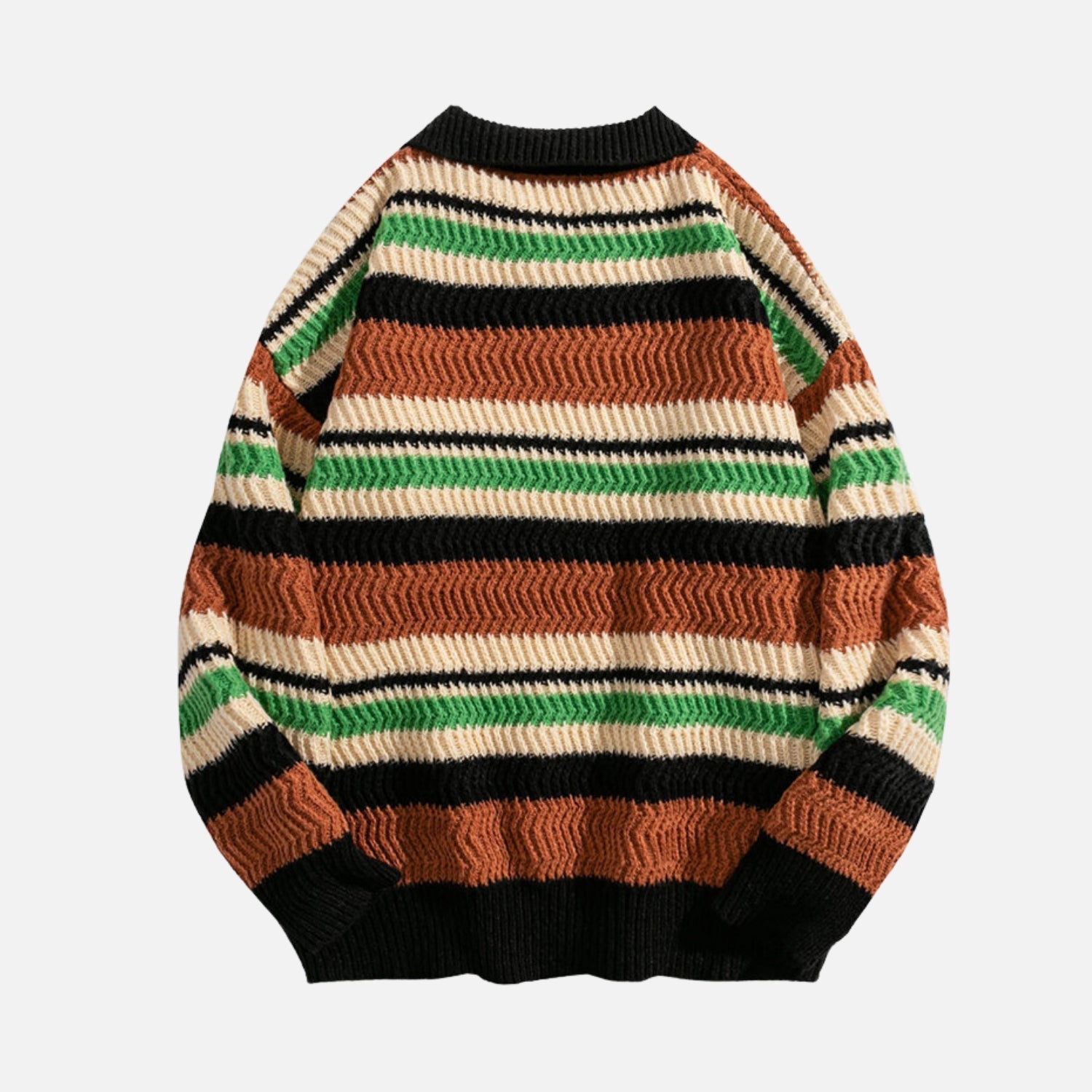 Colorblock Striped Polo Knit Sweater