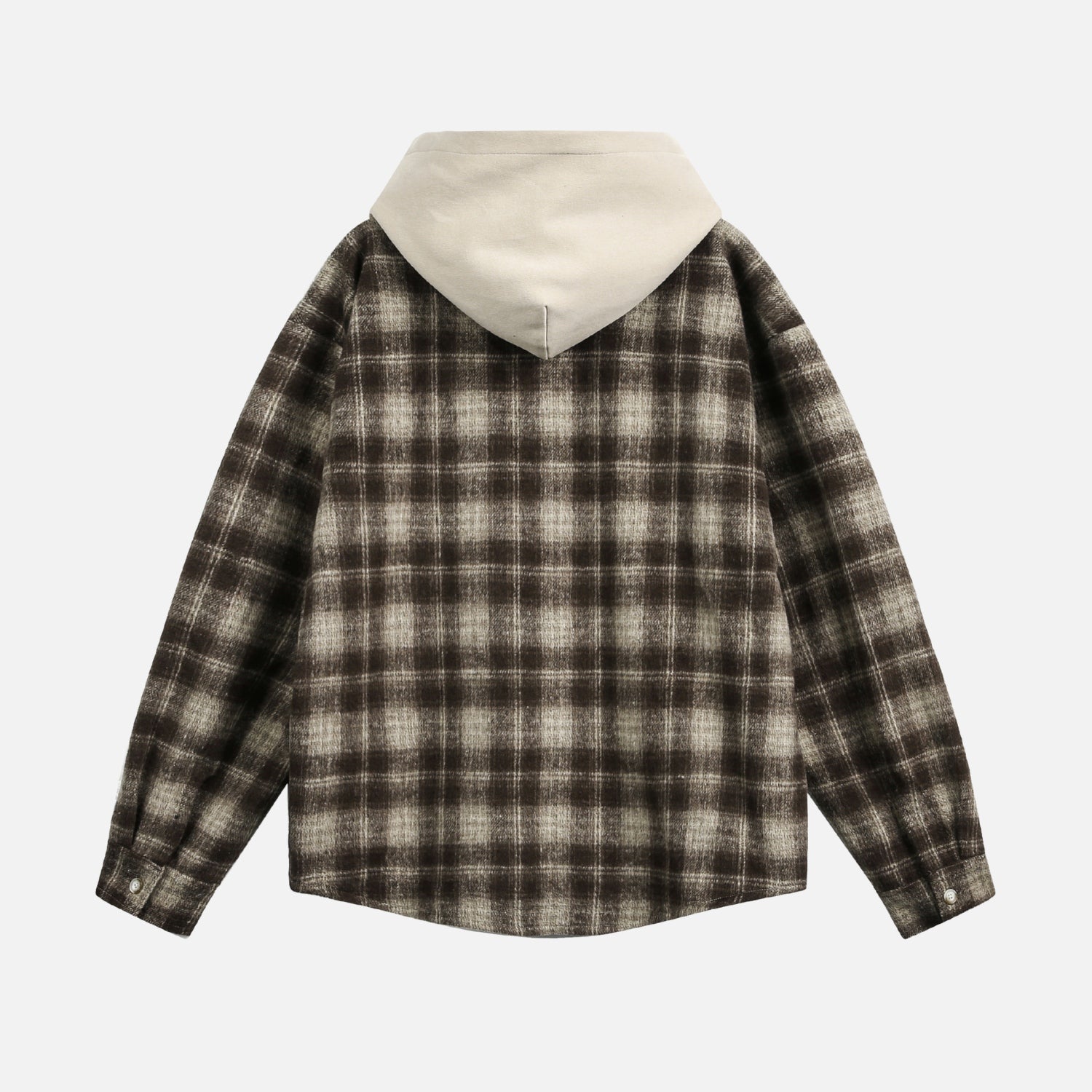 Colorblock Brushed Plaid Hoodie Shirt