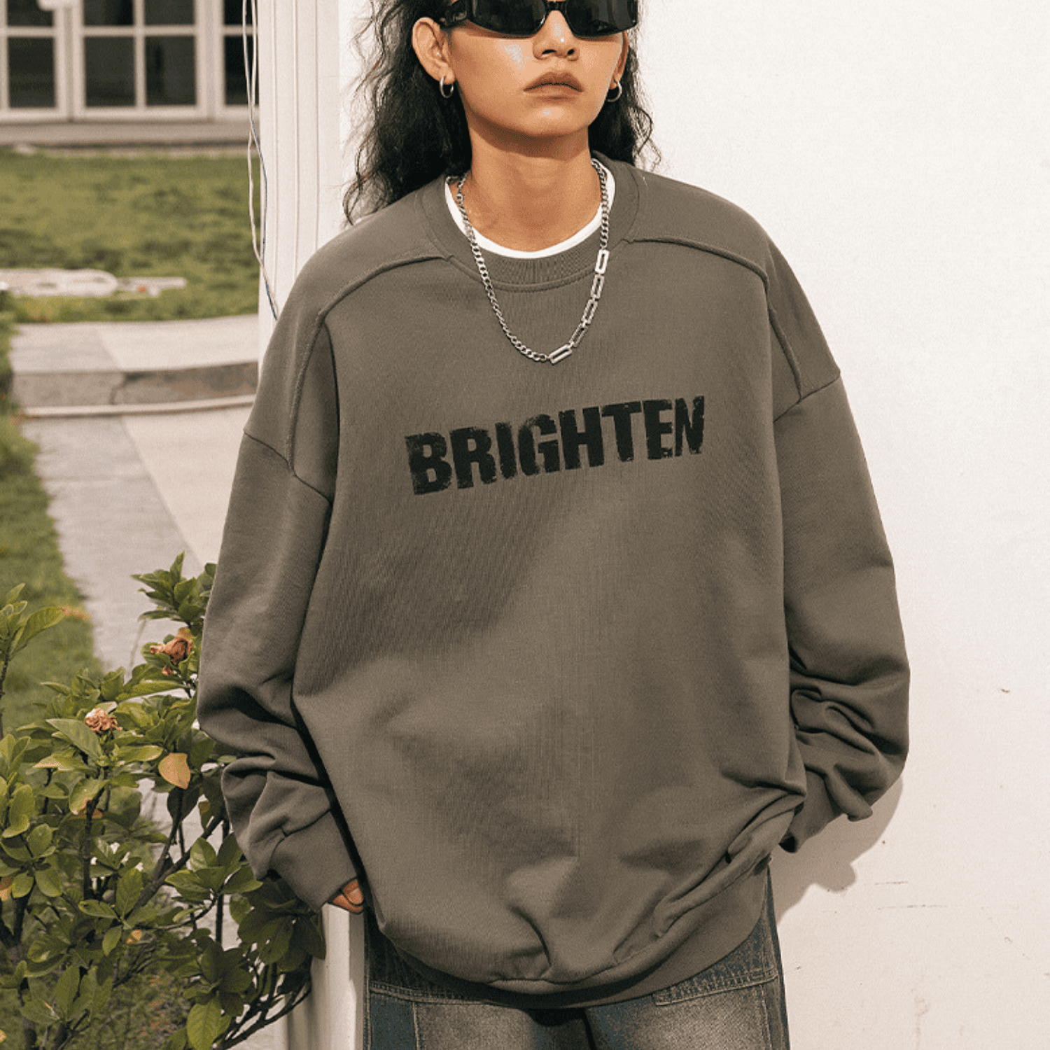 Double Letter Print Sweatshirt