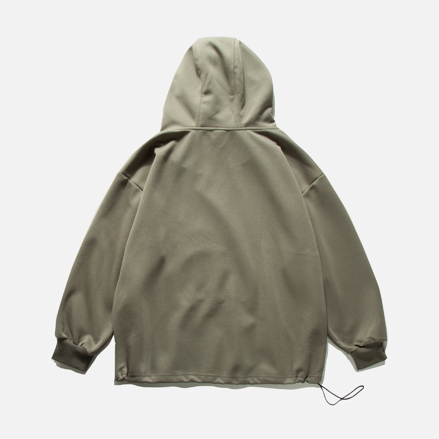 Solid Half-Zip Drawstring Hoodie