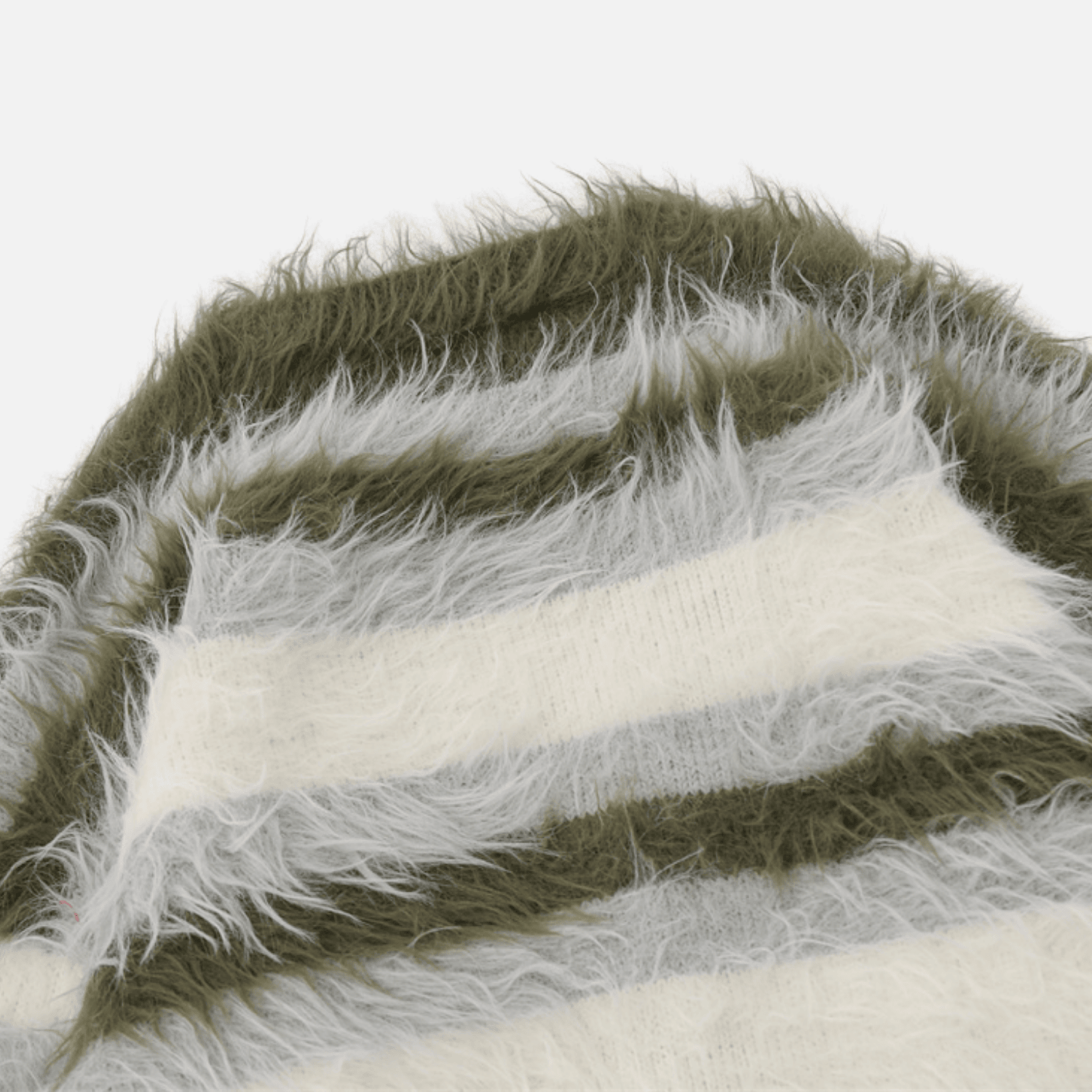 Striped Fleece-Lined V-Neck Sweater