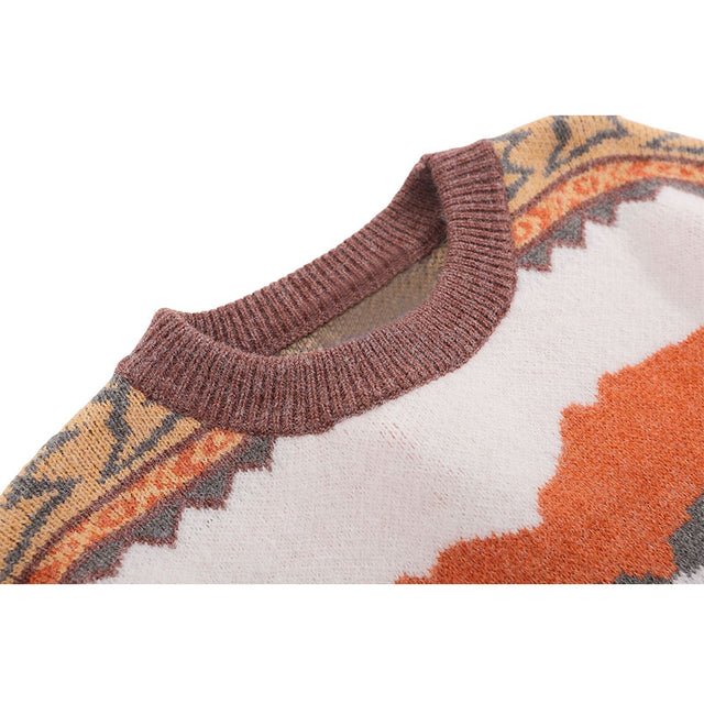 Irregular Color Contrast Stripe Pullover