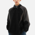 Farbblock-Baumwoll-Sweatshirt mit Rundhalsausschnitt