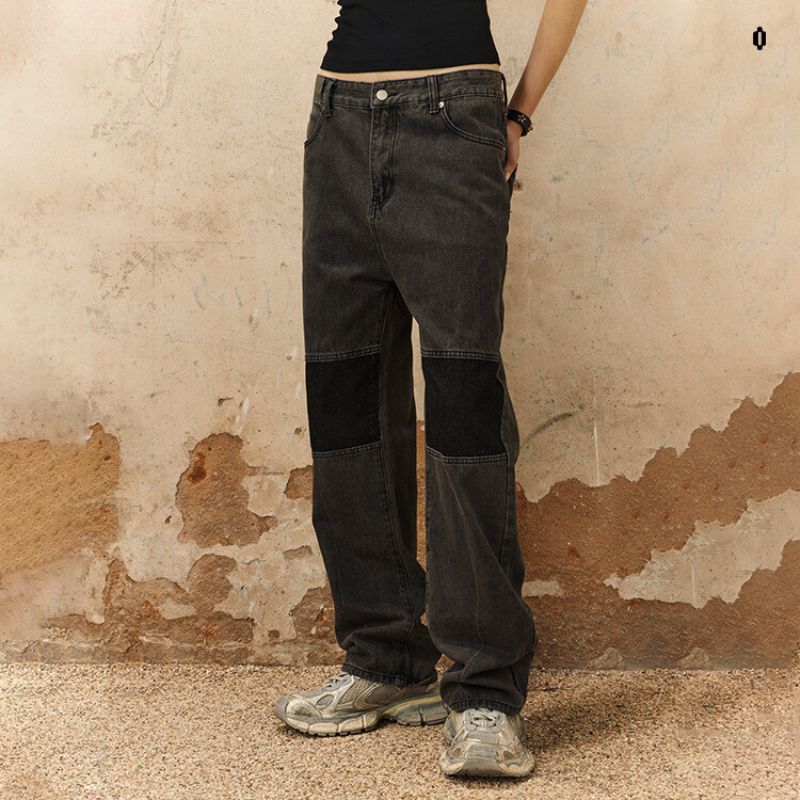 Jeans con diseño de patchwork de colores